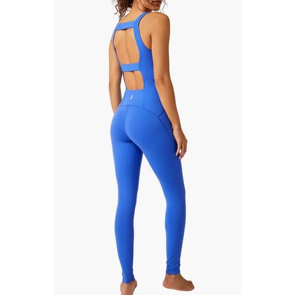 Free People Movement Never Better Jumpsuit Size Large Cobalt Blue NWOT - Picture 2 of 7